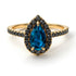 Pear Shaped Halo Blue Topaz Ring - Janet No. 504