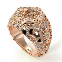 Diamond Royal Lion Men Signet Ring - Terry No. 2 image 1