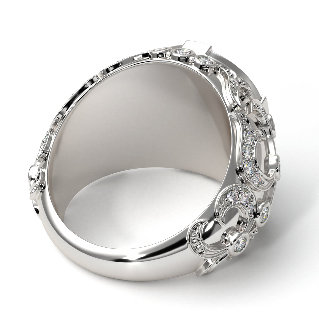 Diamond Royal Lion Men Signet Ring - Terry No. 3