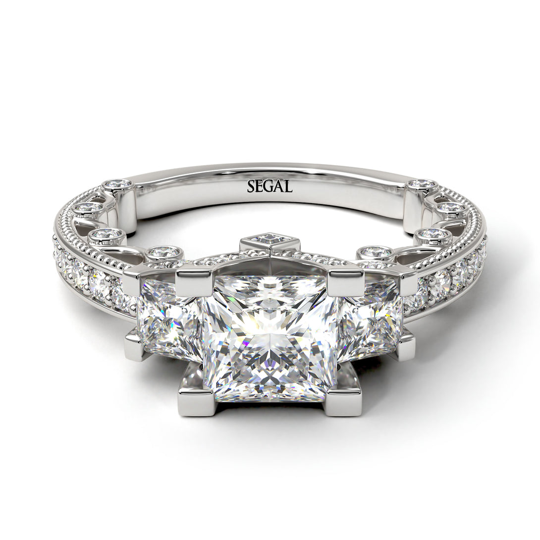 Modern Geometric Diamond Gold Engagement Ring - Beverly No. 3