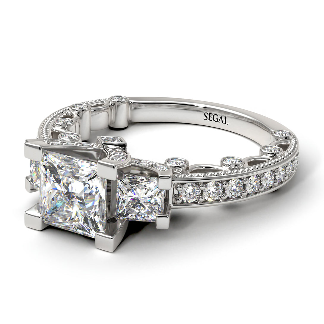 Modern Geometric Diamond Gold Engagement Ring - Beverly No. 3