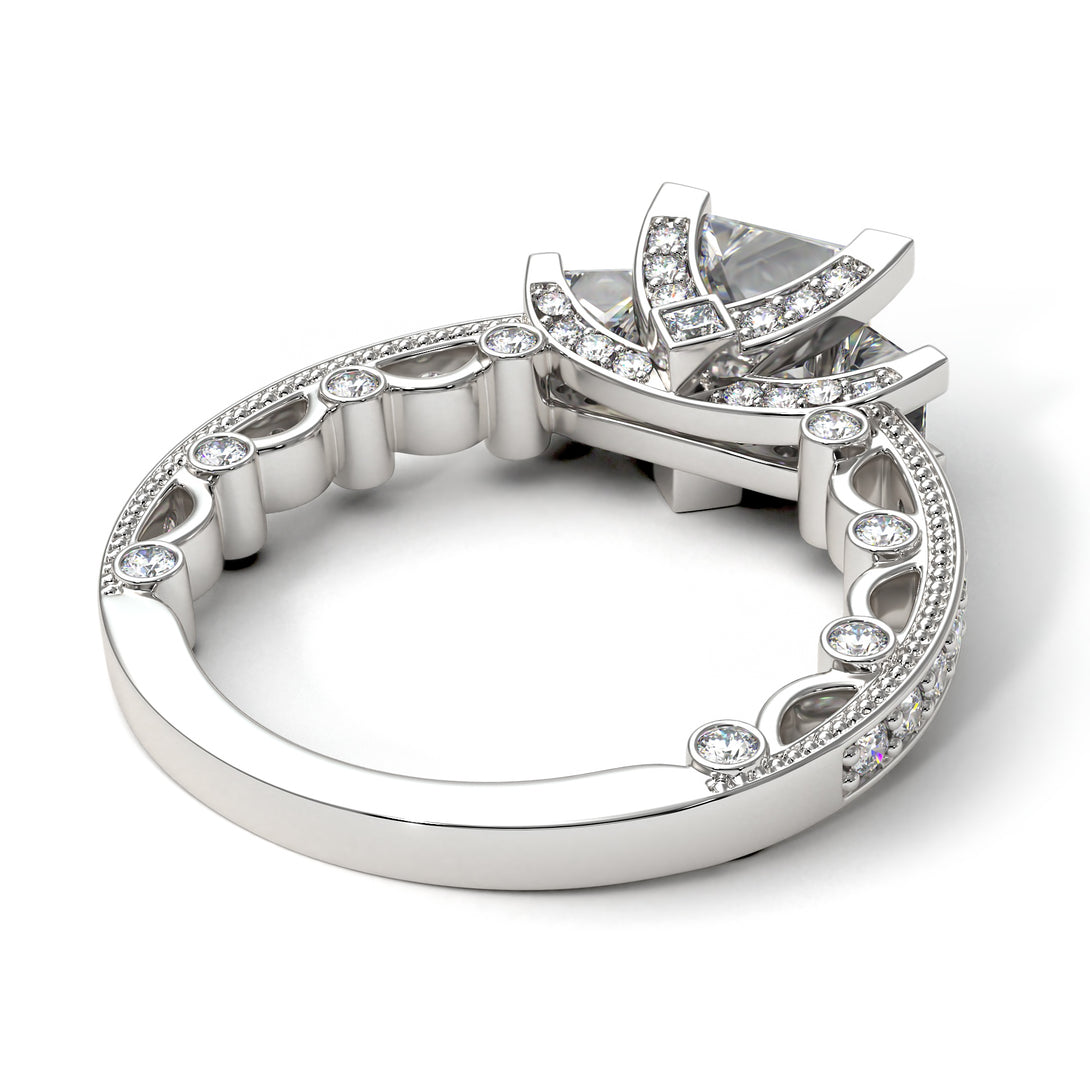 Modern Geometric Diamond Gold Engagement Ring - Beverly No. 3