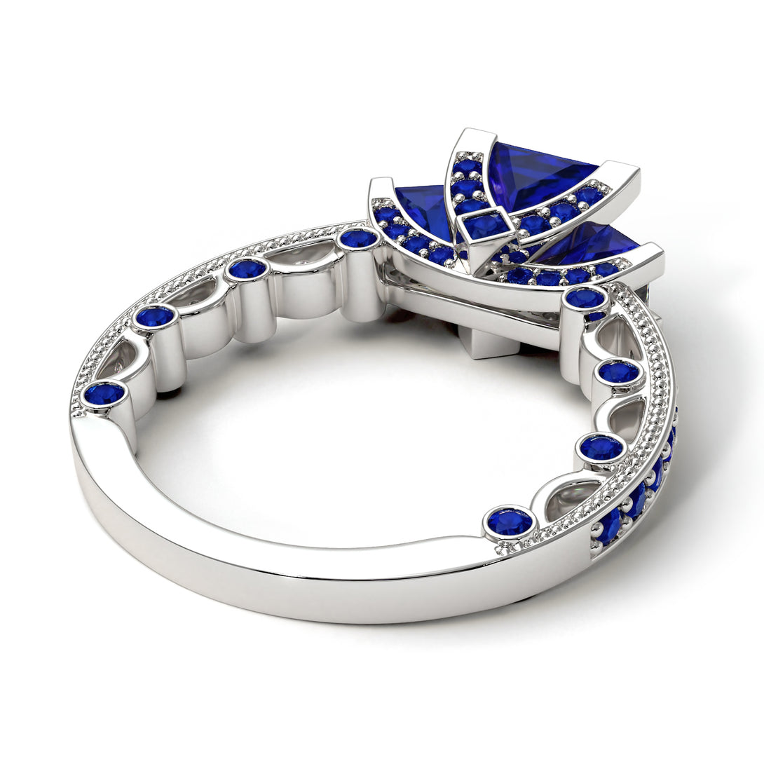 Modern Geometric Sapphire Gold Engagement Ring - Beverly No. 75