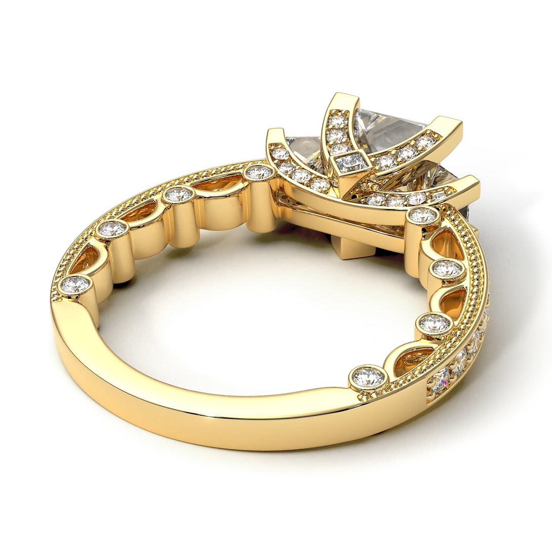Modern Geometric Diamond Gold Engagement Ring - Beverly No. 1