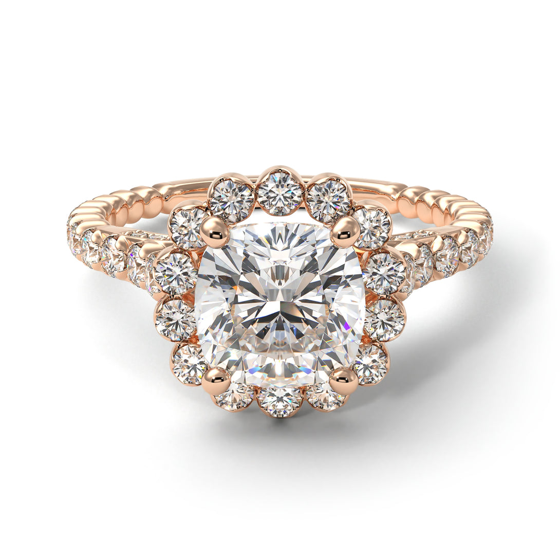 Modern Diamond Cushion Cut Engagement Ring - Uma No. 2