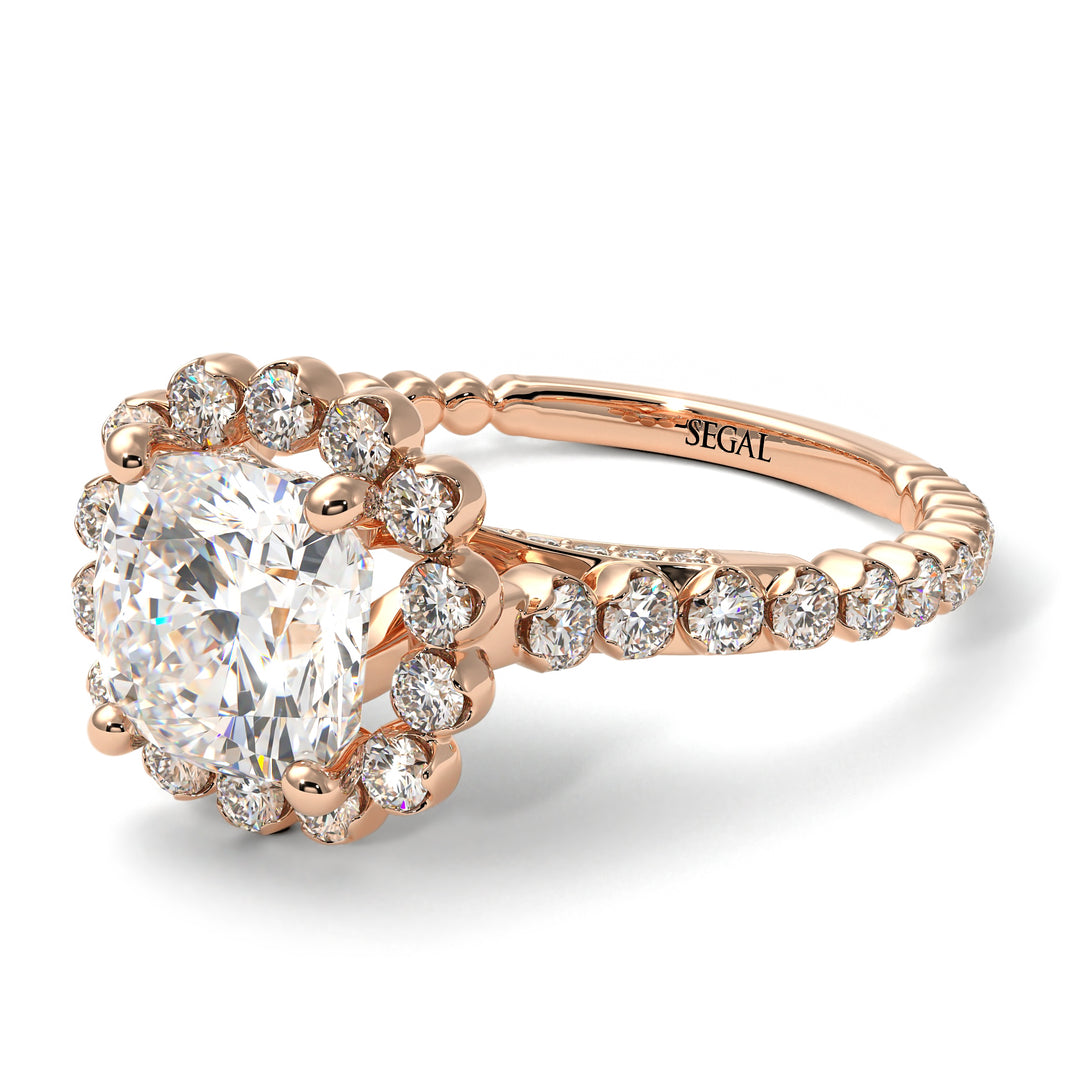 Modern Diamond Cushion Cut Engagement Ring - Uma No. 2