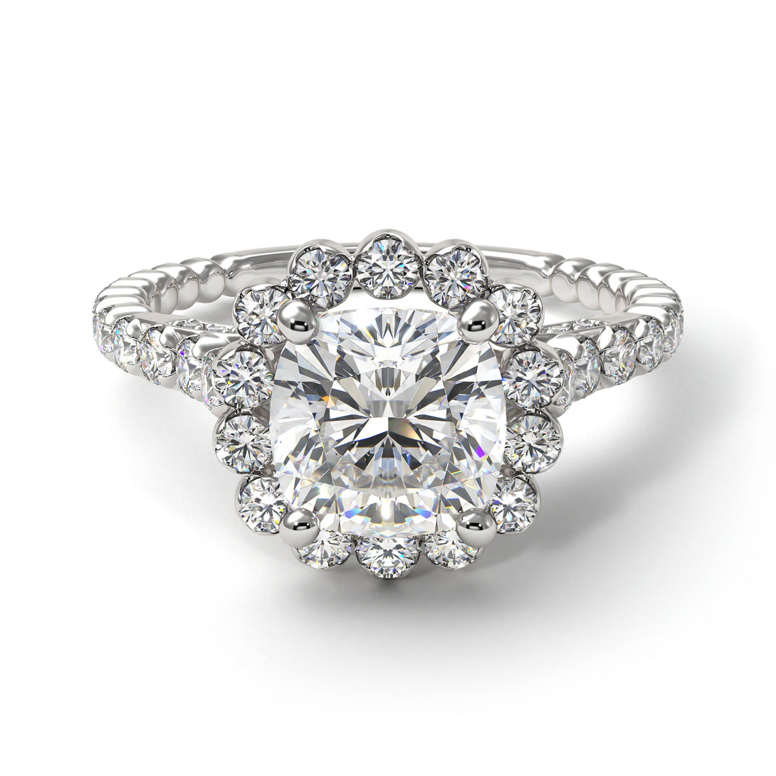 Modern Diamond Cushion Cut Engagement Ring - Uma No. 3
