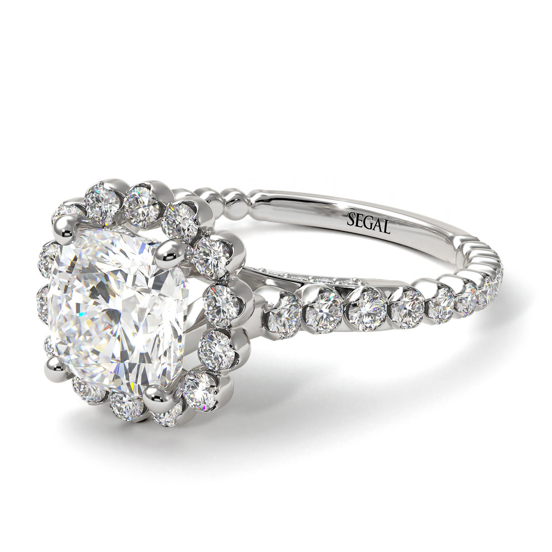 Modern Diamond Cushion Cut Engagement Ring - Uma No. 3