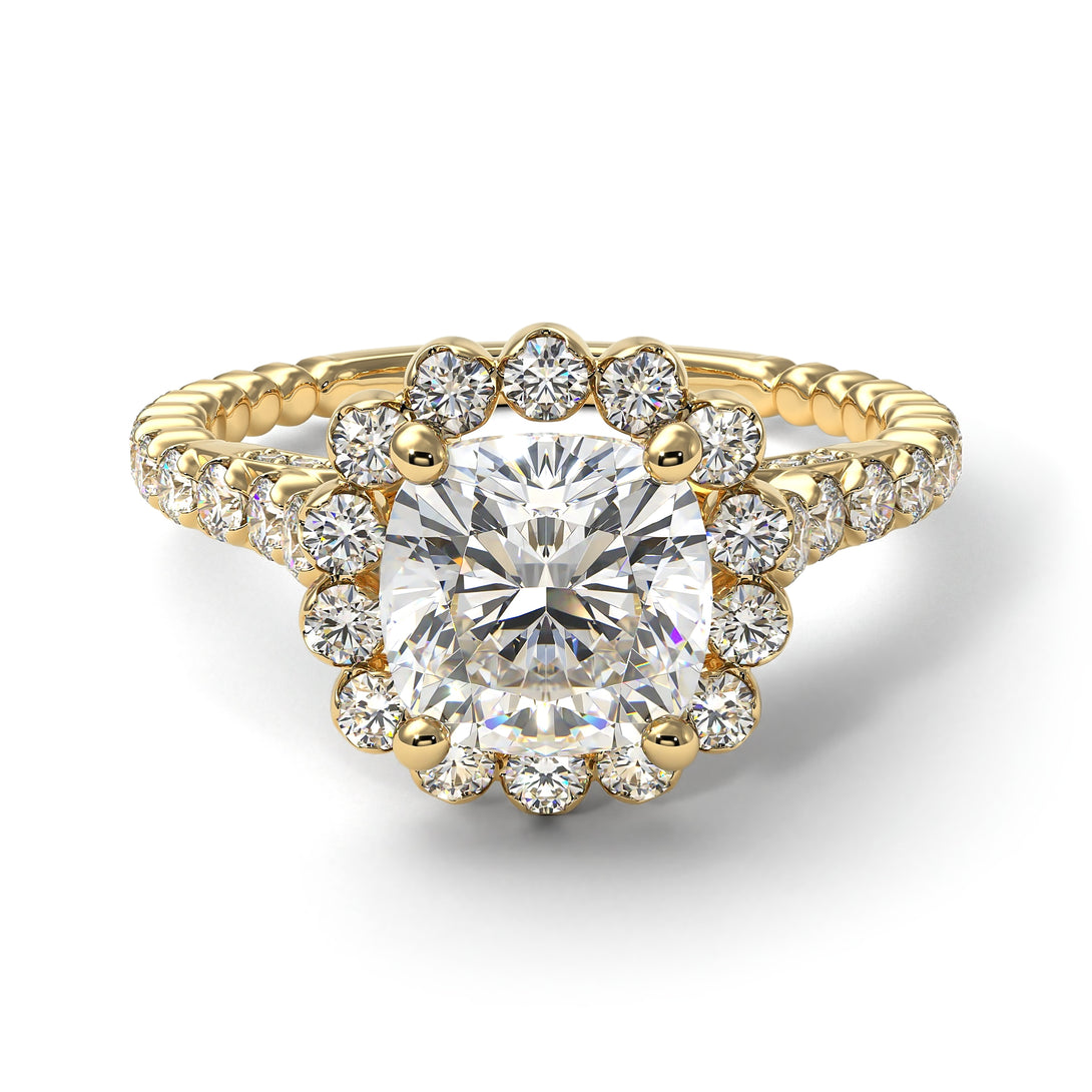 Modern Diamond Cushion Cut Engagement Ring - Uma No. 1