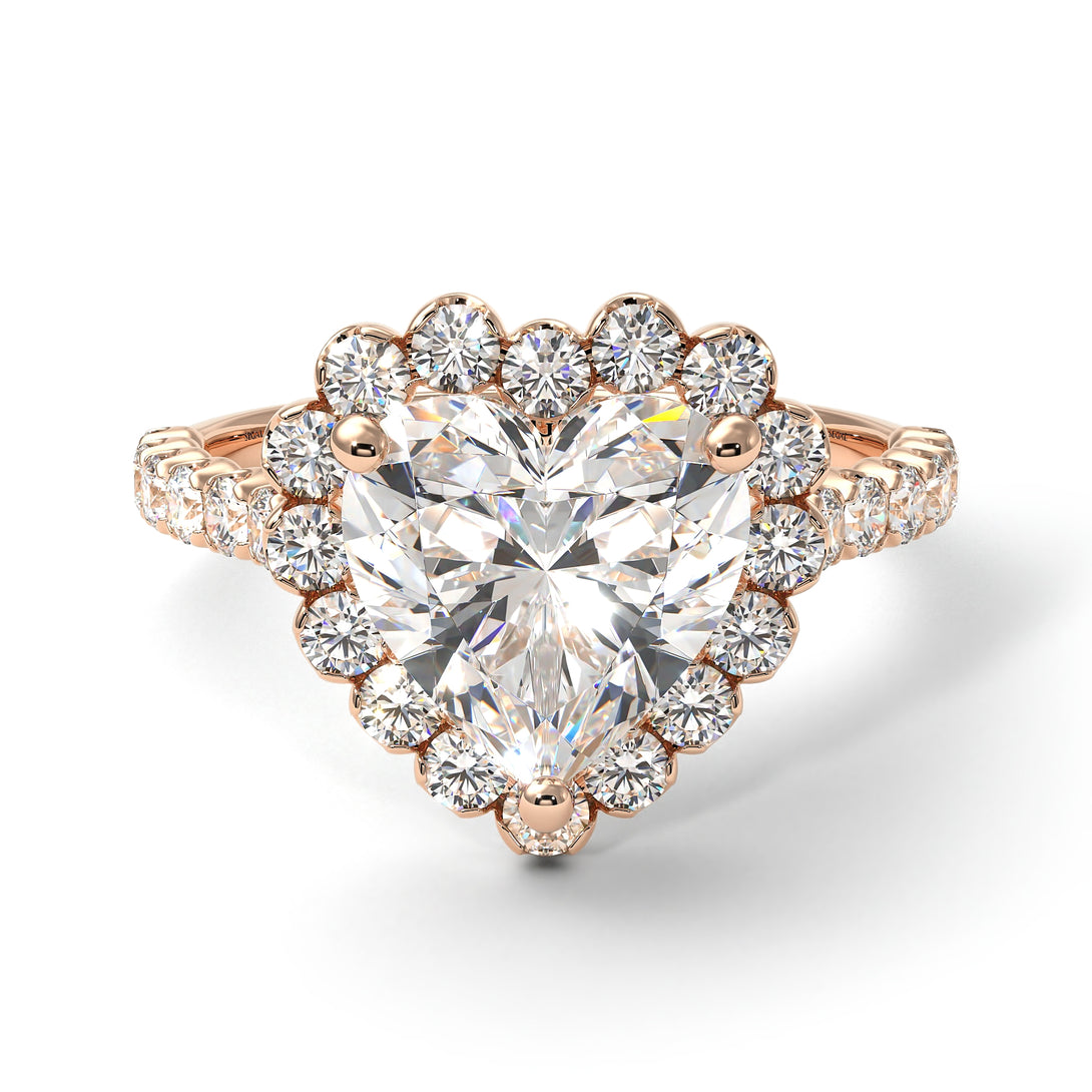 Halo Heart Diamond Pave Engagement Ring - Gail No. 2