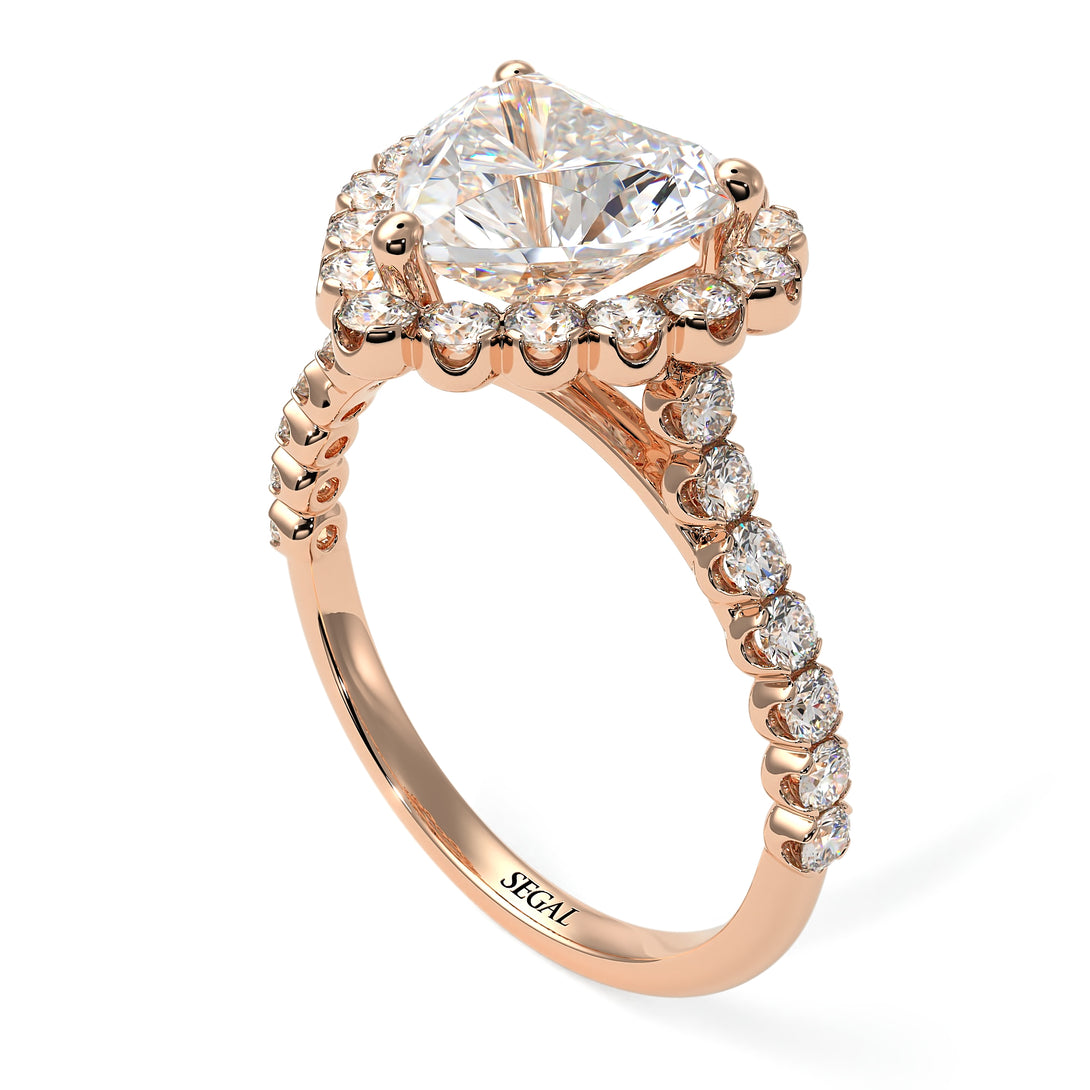 Halo Heart Diamond Pave Engagement Ring - Gail No. 2