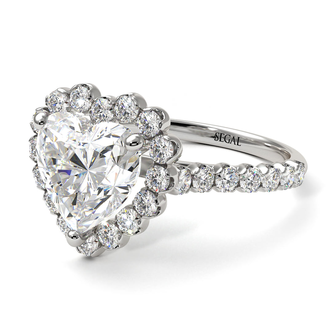 Halo Heart Diamond Pave Engagement Ring - Gail No. 3