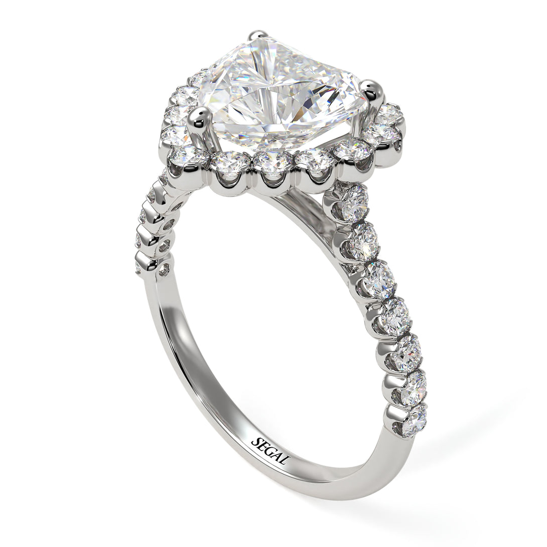 Halo Heart Diamond Pave Engagement Ring - Gail No. 3