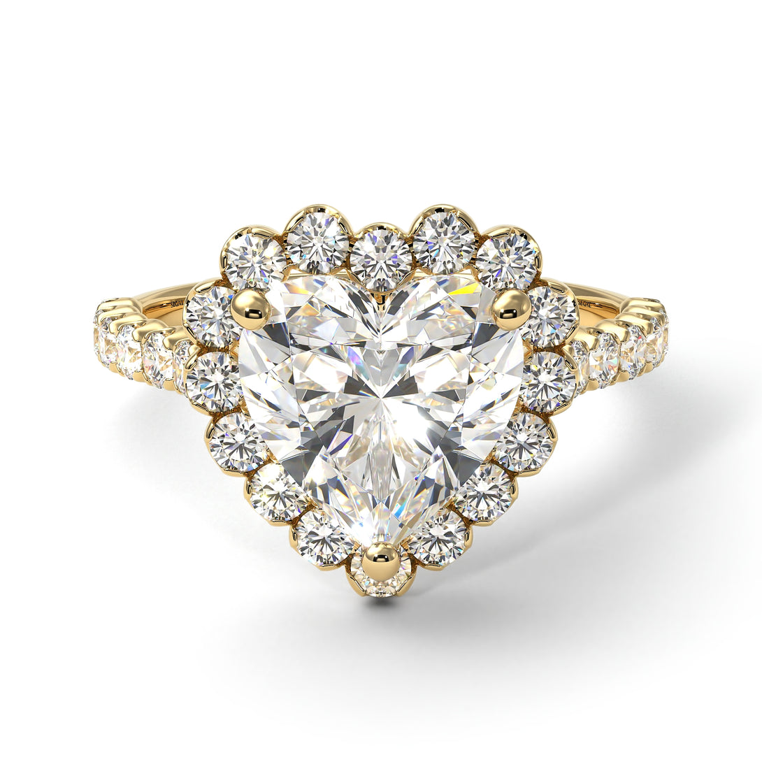 Halo Heart Diamond Pave Engagement Ring - Gail No. 1