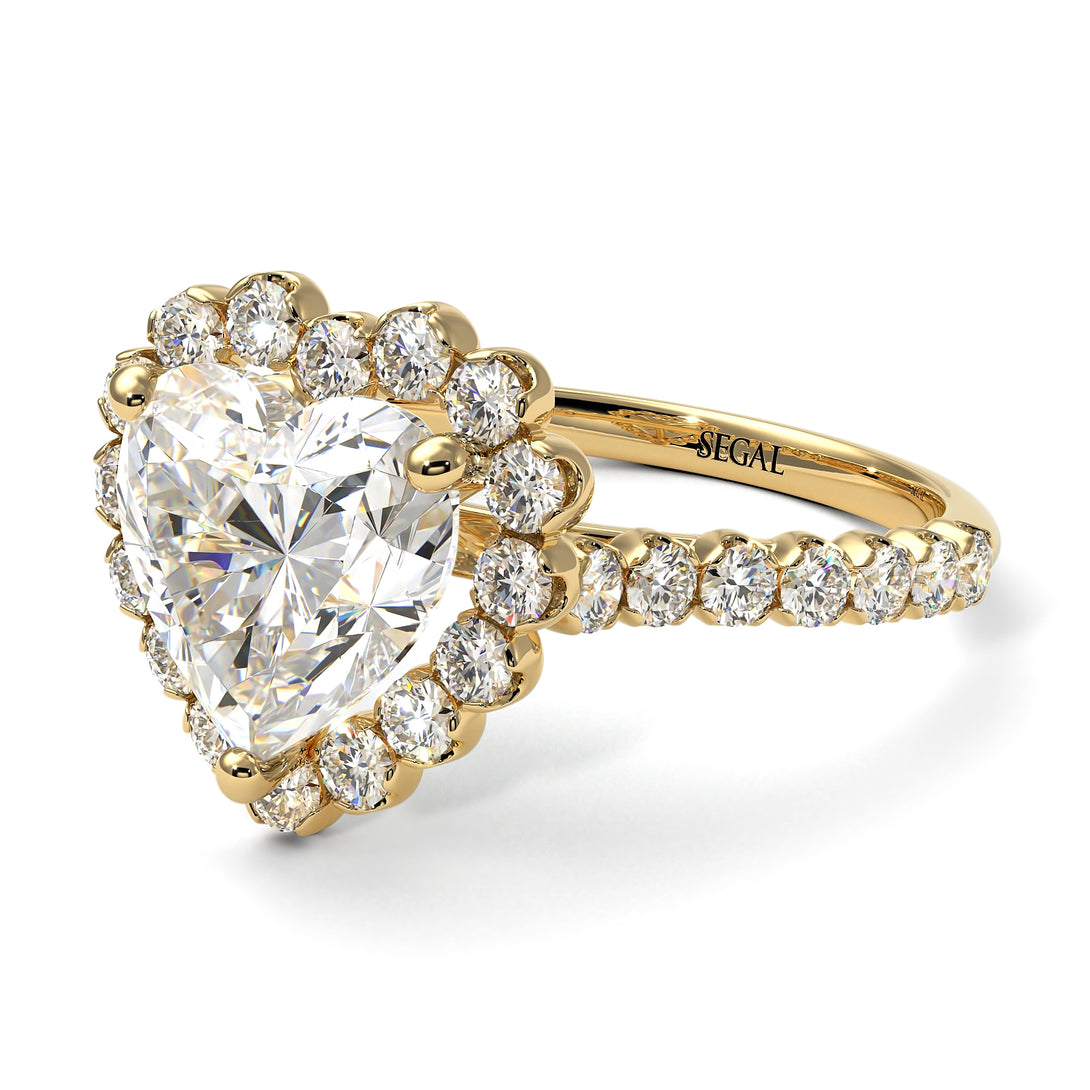Halo Heart Diamond Pave Engagement Ring - Gail No. 1