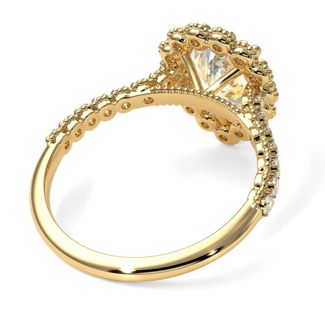 Halo Pear Diamond Pave Engagement Ring - Ingrid No. 1