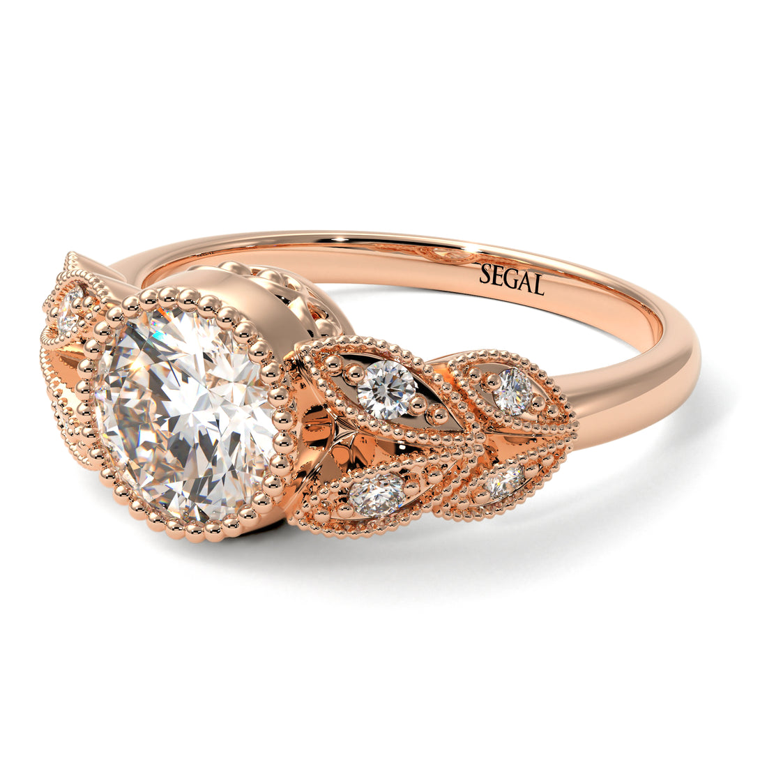 Art Deco Diamond Leaves Engagement Rings - Thalia No. 2