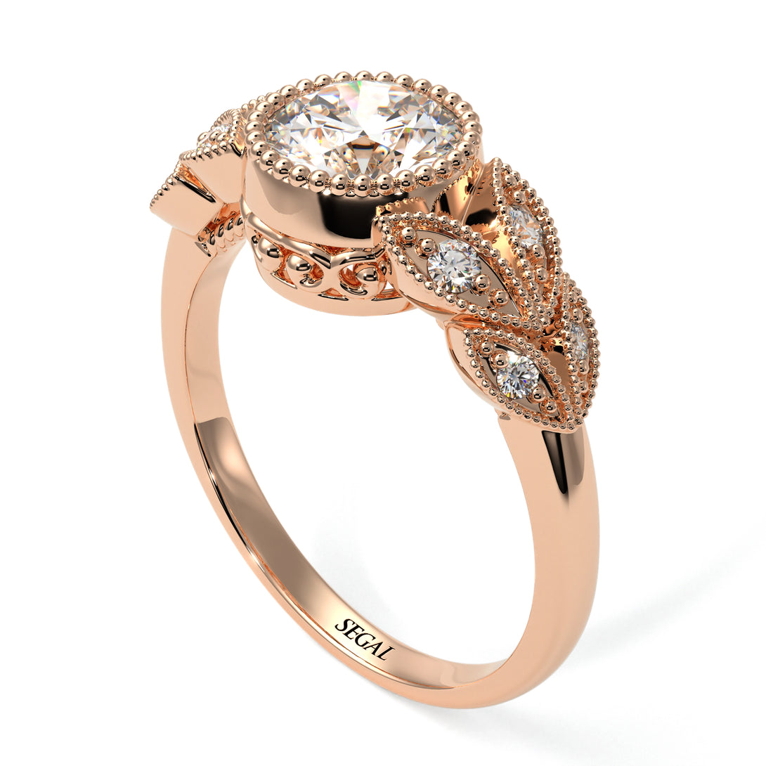 Art Deco Diamond Leaves Engagement Rings - Thalia No. 2