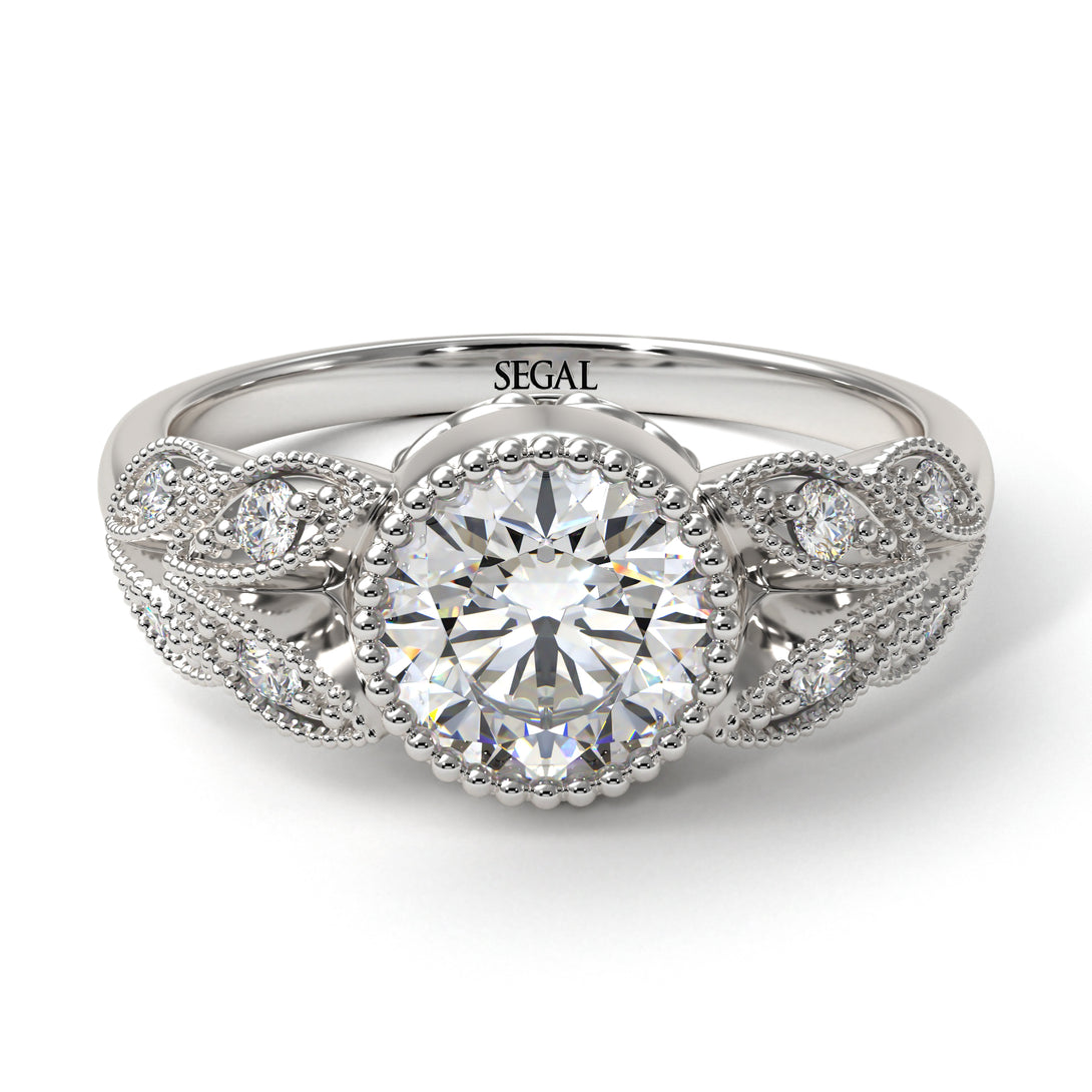 Art Deco Diamond Leaves Engagement Rings - Thalia No. 3