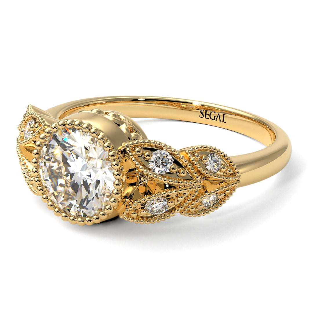 Art Deco Diamond Leaves Engagement Rings - Thalia No. 1