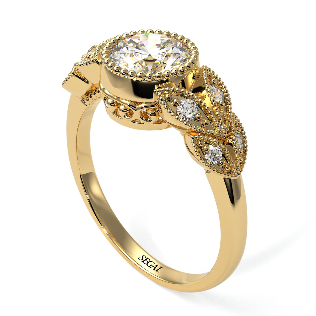 Art Deco Diamond Leaves Engagement Rings - Thalia No. 1