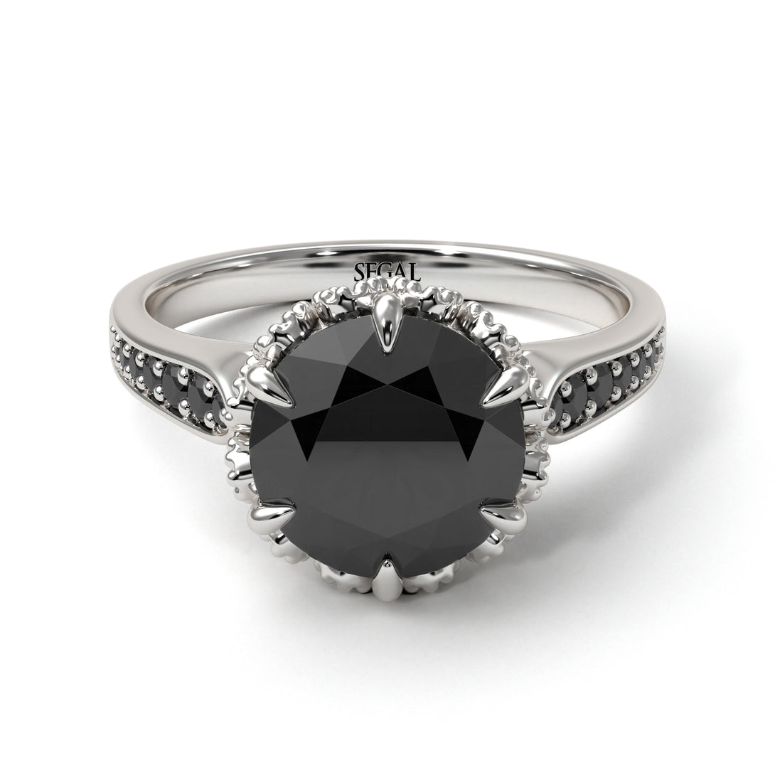 Black Diamond Milgrain Engagement Ring - Yara No. 39