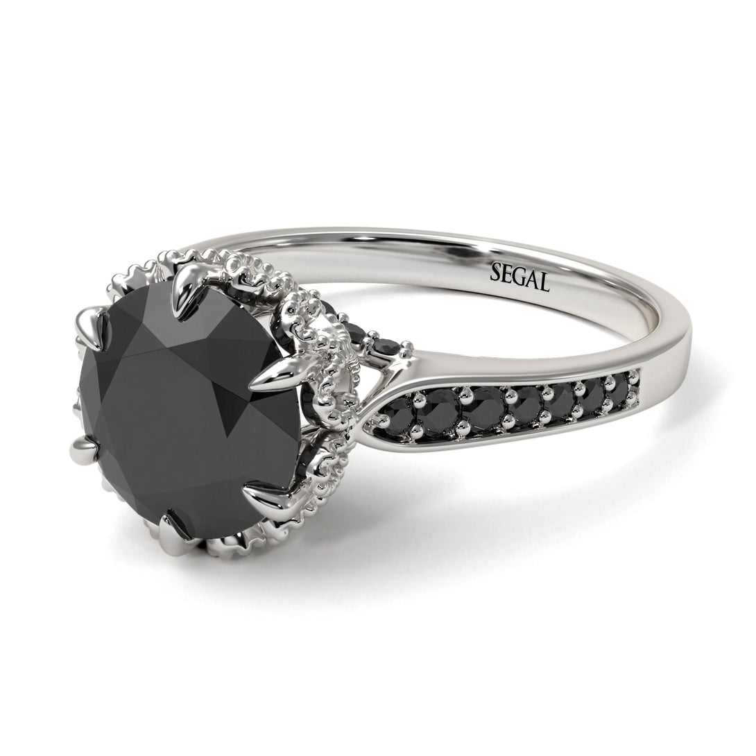 Black Diamond Milgrain Engagement Ring - Yara No. 39