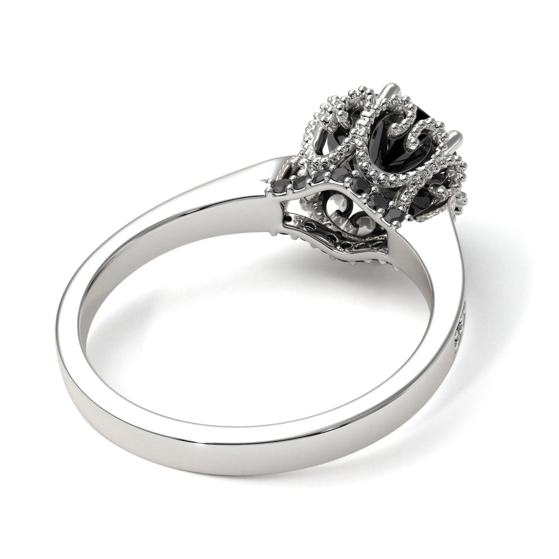 Black Diamond Milgrain Engagement Ring - Yara No. 39