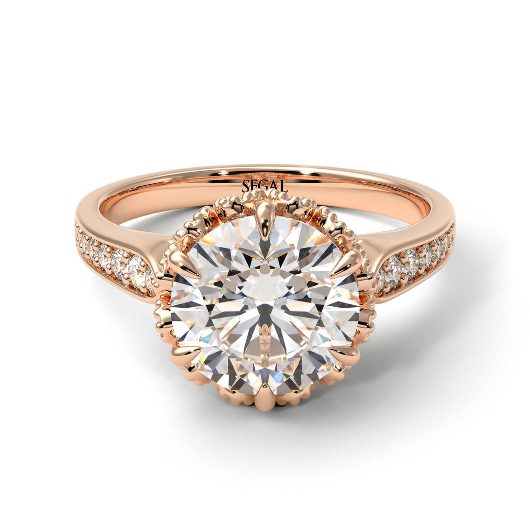 Diamond Milgrain Engagement Ring - Yara No. 2