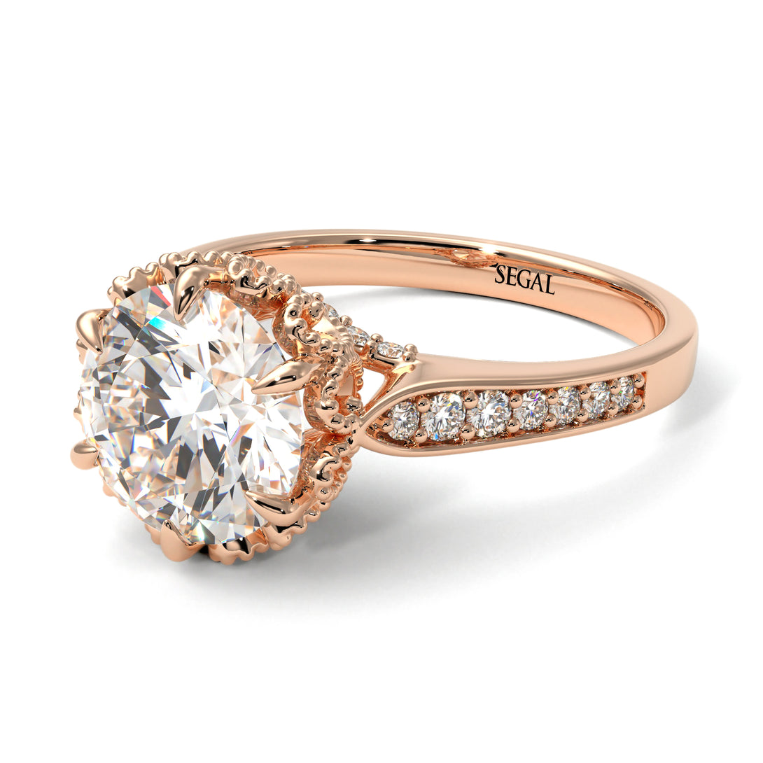 Diamond Milgrain Engagement Ring - Yara No. 2