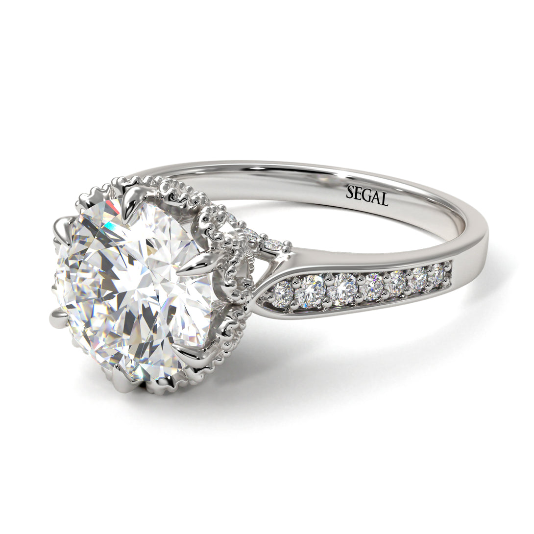 Diamond Milgrain Engagement Ring - Yara No. 3