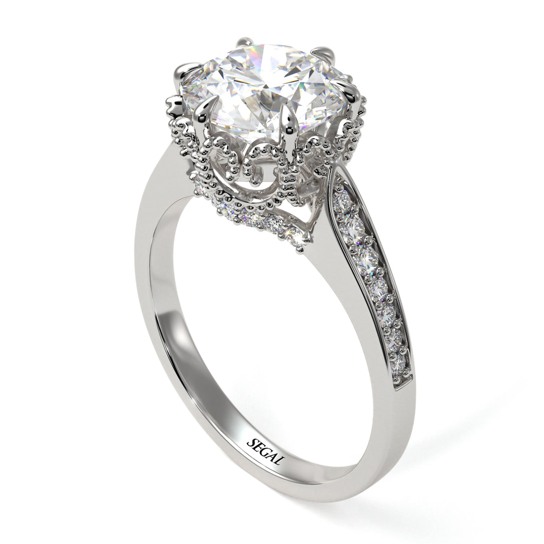 Diamond Milgrain Engagement Ring - Yara No. 3