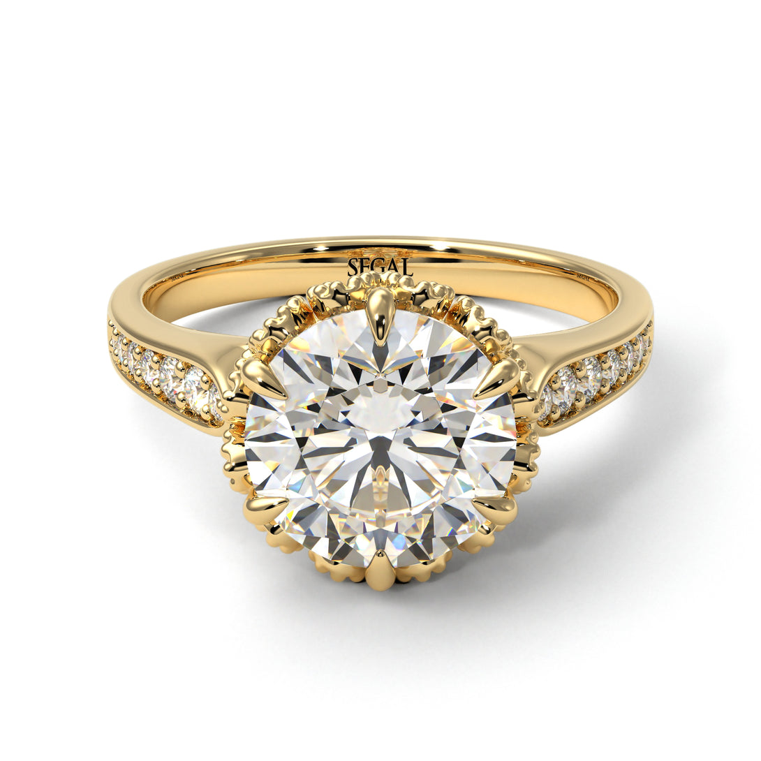 Diamond Milgrain Engagement Ring - Yara No. 1