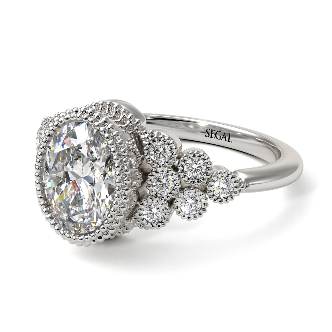 Diamond Milgrain Beaded Bezel Engagement Ring - Stacy No. 3