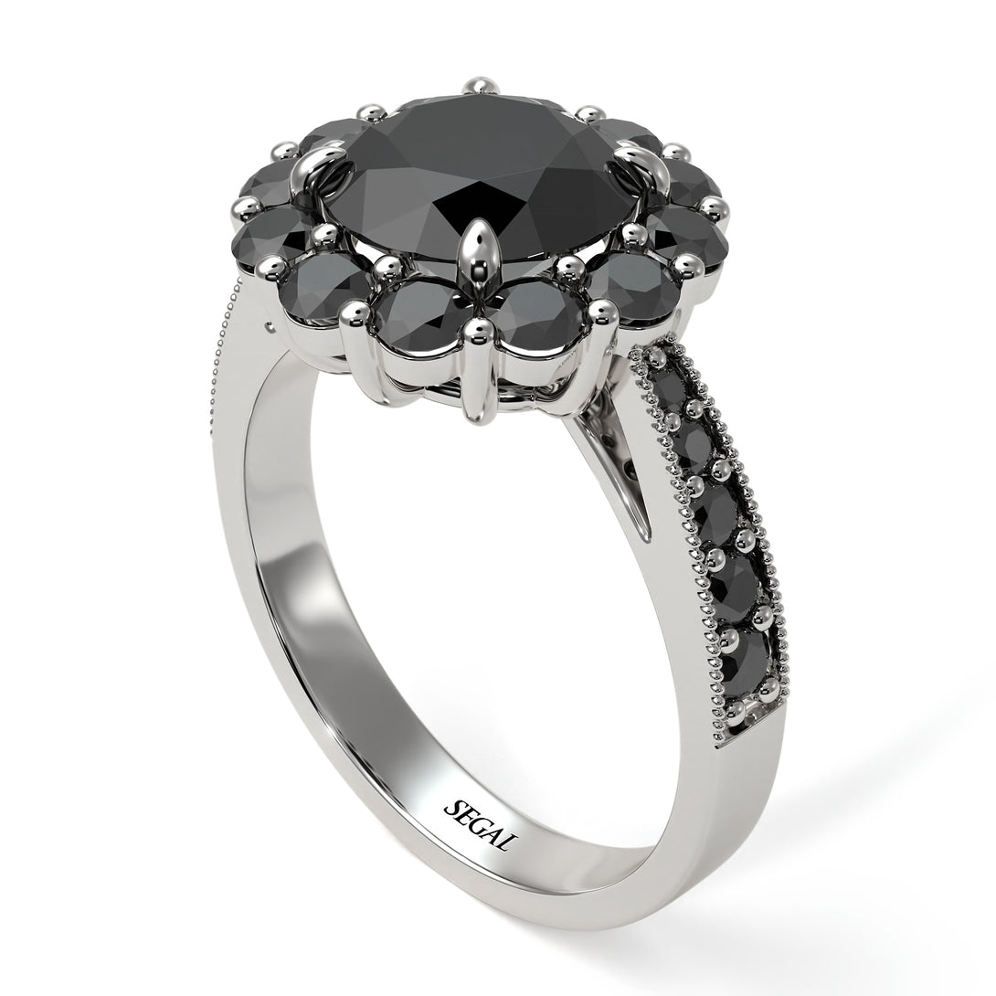 Black Diamond Round Halo Engagement Ring - Unity No. 39