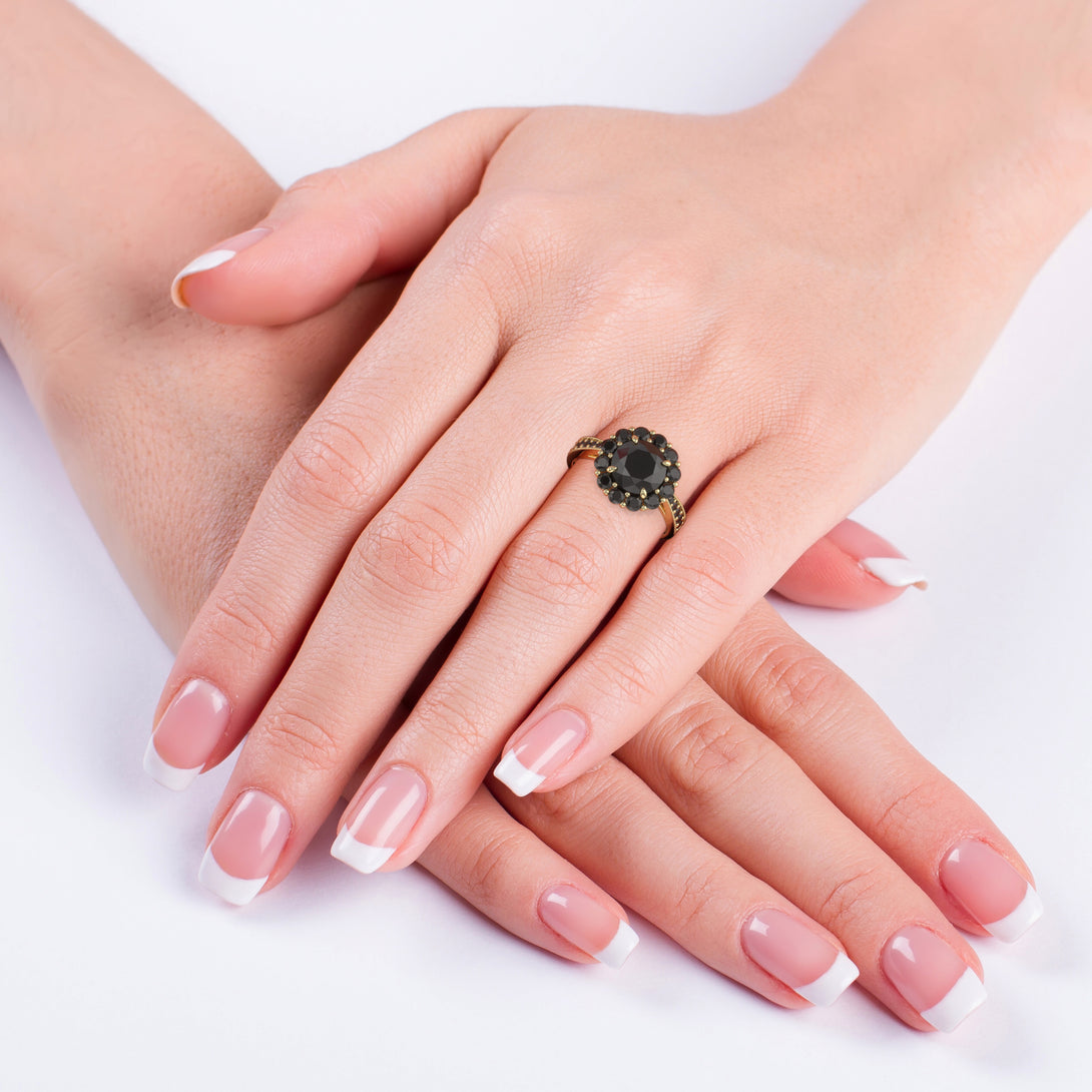 Black Diamond Round Halo Engagement Ring - Unity No. 37