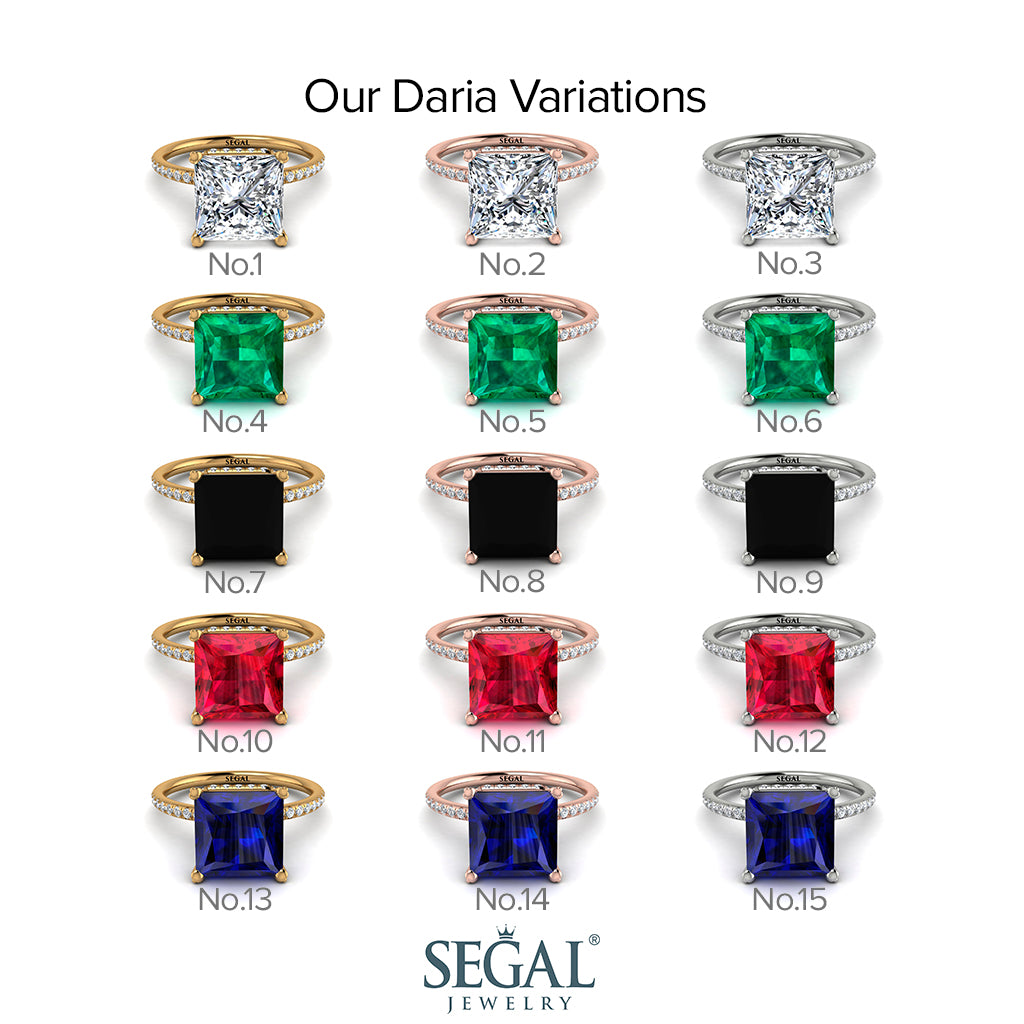 Trendy Hidden Halo Peridot Princess Cut Engagement Ring - Daria No. 707