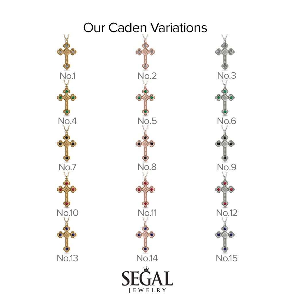 George Custom 2.5 inch Ornamented Orthodox Cross Sapphire Necklace - Caden No. 130