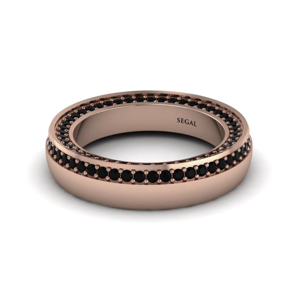 1.2Ct Black Diamond Double Halo Wedding Band - Lux No. 8