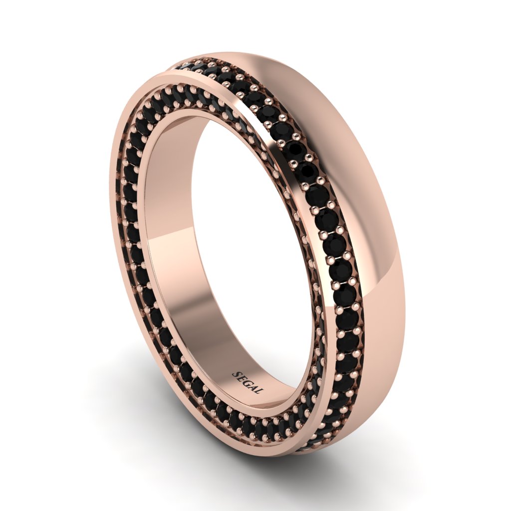 1.2Ct Black Diamond Double Halo Wedding Band - Lux No. 8