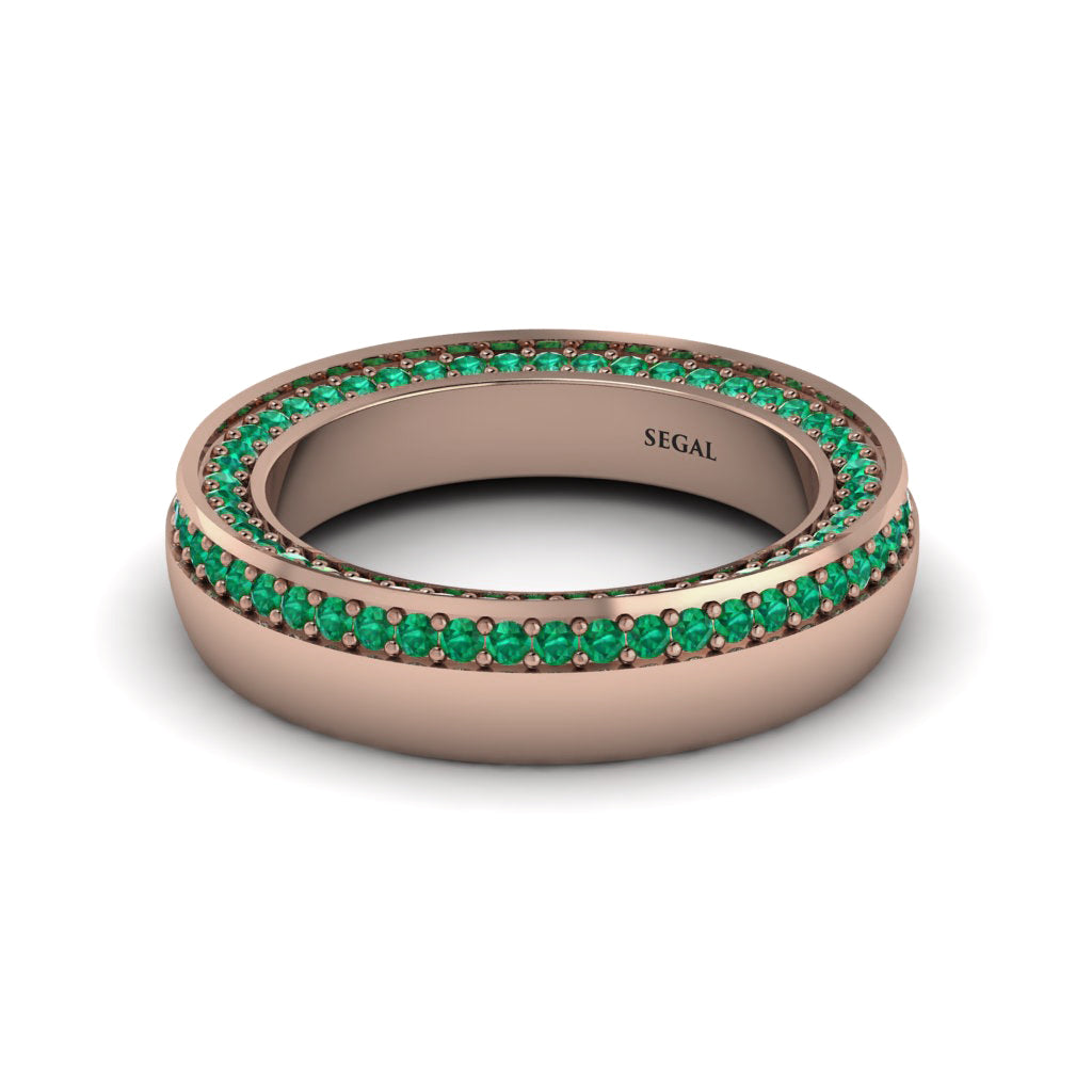 1.2Ct Emerald Double Halo Wedding Band - Lux No. 5