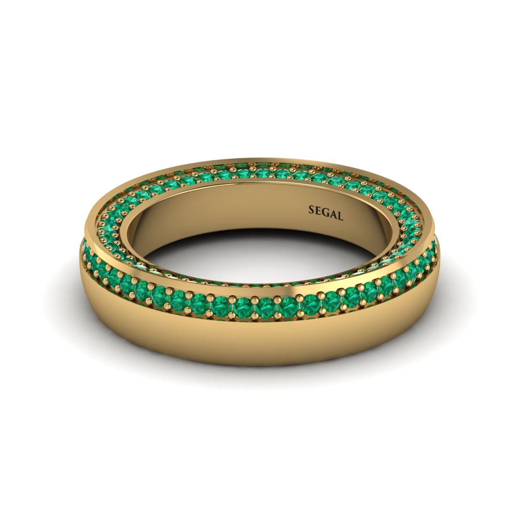 1.2Ct Emerald Double Halo Wedding Band - Lux No. 4