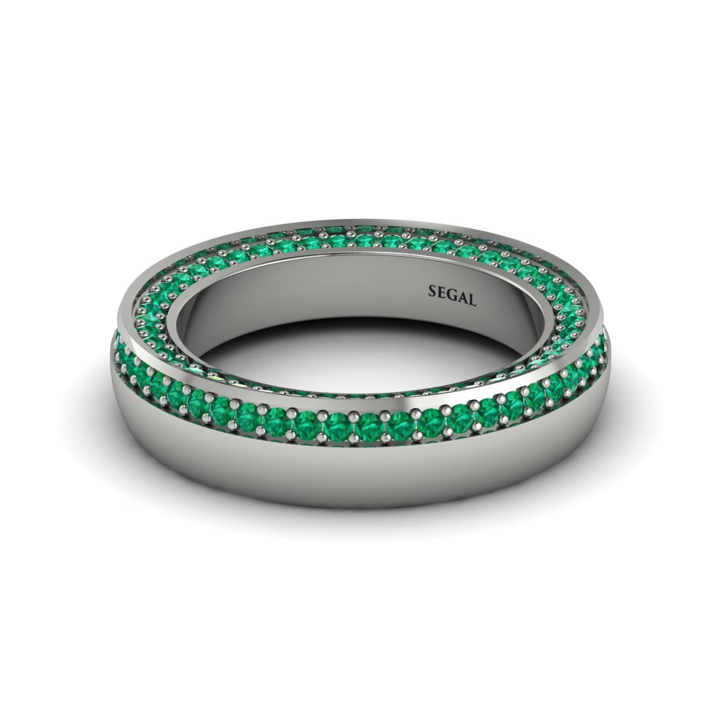 1.2Ct Emerald Double Halo Wedding Band - Lux No. 6