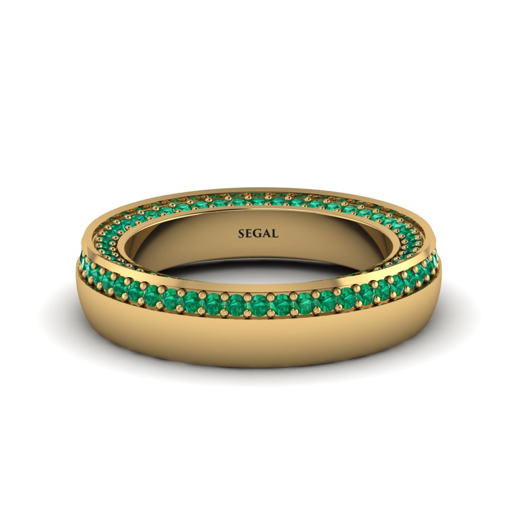 1.2Ct Emerald Double Halo Wedding Band - Lux No. 4