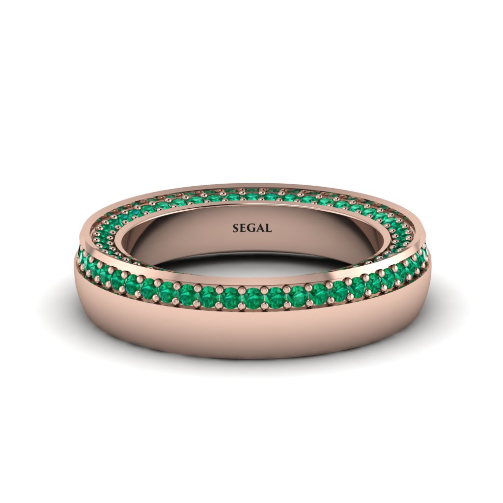 1.2Ct Emerald Double Halo Wedding Band - Lux No. 5