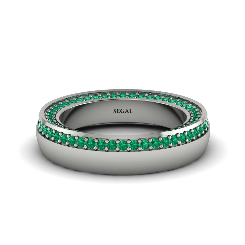 1.2Ct Emerald Double Halo Wedding Band - Lux No. 6