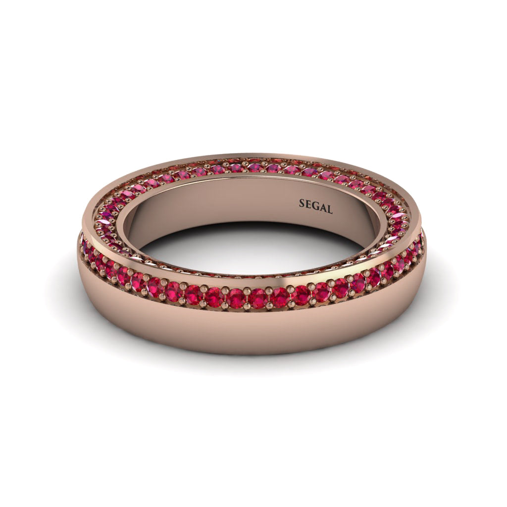 1.2Ct Ruby Double Halo Wedding Band - Lux No. 11