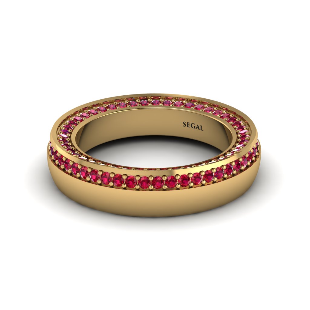 1.2Ct Ruby Double Halo Wedding Band - Lux No. 10