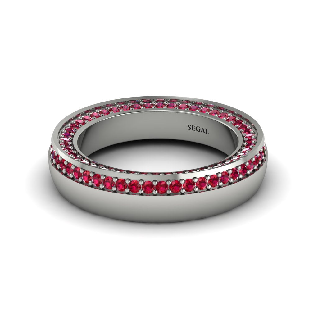 1.2Ct Ruby Double Halo Wedding Band - Lux No. 12