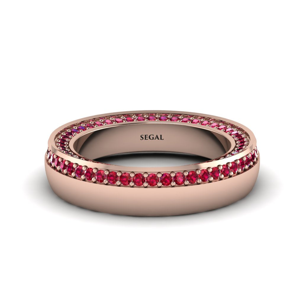 1.2Ct Ruby Double Halo Wedding Band - Lux No. 11